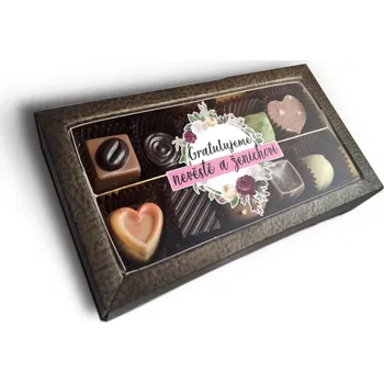 Bonboniéra Sablio Pralinky Gratulujeme nevěstě a ženichovi - 10 ks pralinek