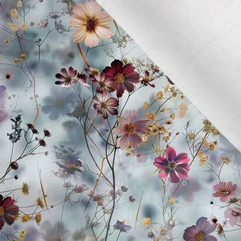 Látka matná na plavky, fitness oblečení květiny světlé 32