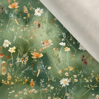 Látka samet/velvet Doris mini kvítky tmavě zelené Victoria