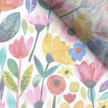 Měkký tyl pestré květiny Luana