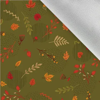 Látka softshell zimní podzimní listy zelené
