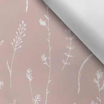 Látka s potiskem kočárkovina TD / NS botanica růžová