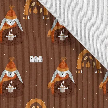 Funkční žebrovaný náplet metráž zajíc na podzim