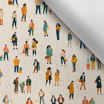 Látka s potiskem nepromokavý polyester TD/NS postavy