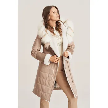 Dámský kabát Luxusní dámský kabát z ovčí kůže - Dámská kožená zimní bunda (L - 40)