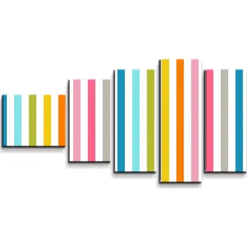 Obraz Sablio Obraz - 5-dílný Barevné proužky - 100x60 cm