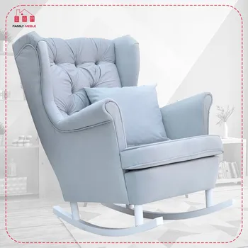 Křeslo Houpací křeslo ušák skandinávský styl Gaja Family Meble perlově modrá