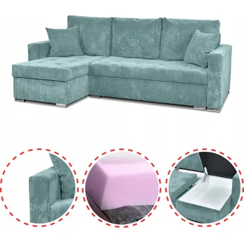 Sedací souprava Rohová Sedací Souprava Bonito rozkládací s funkcí spaní Family Meble manšestr zelená