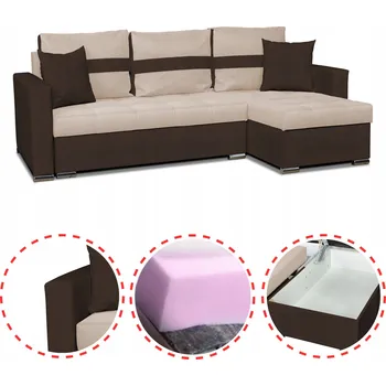 Sedací souprava Rohová Rohová Sedací Souprava pohovka Figo s funkcí rohová sedačka , bílá a šedá Family Meble