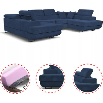 Sedací souprava Rohová Sedací Souprava tvar U rozkládací f. spaní Savio Family meble j šedý samet