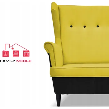 Pohovka Pohovka dvoumístná ušák ARI DUO skandinávský styl Family Meble černo - žlutá