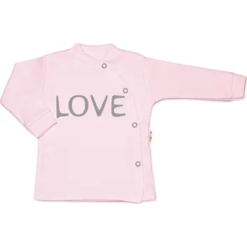 Baby Nellys Bavlněná košilka Love zapínání bokem - růžová Velikost: 68 (3-6m)