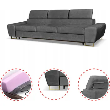 Pohovka Rozkládací pohovka, 3místná, s funkcí spaní Bosso Family meble šedý velur