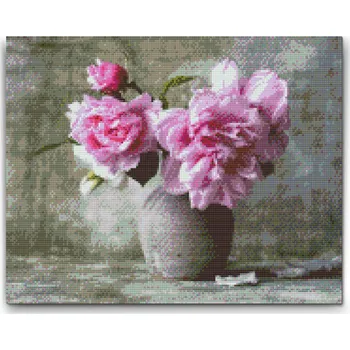 Diamantové malování Diamantové malování - Růžové růže Velikost: 40x50cm, Rámování: Pouze srolované plátno, Diamanty: Čtvercové