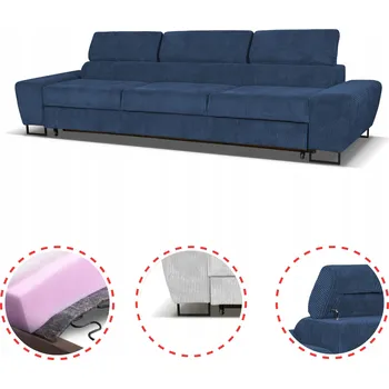 Pohovka Rozkládací pohovka/gauč pro 3 osoby Savio s funkcí spaní Family meble, tmavě modrá manšestr