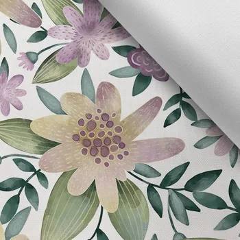 Látka s potiskem kočárkovina TD/NS pastelové květy bílé