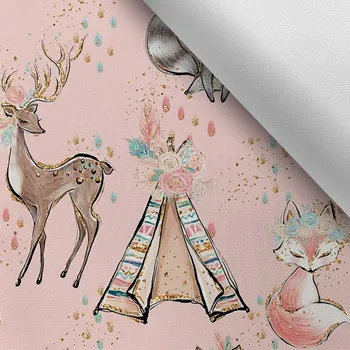 Látka s potiskem kočárkovina TD/NS vzor indiana girl pink