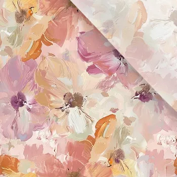 Umělé hedvábí / silky mírně elastické růžové květy Leyla MAXI vzor