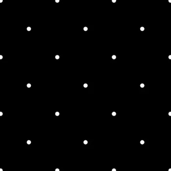 Strečový satén bílé puntíky 4mm na černé