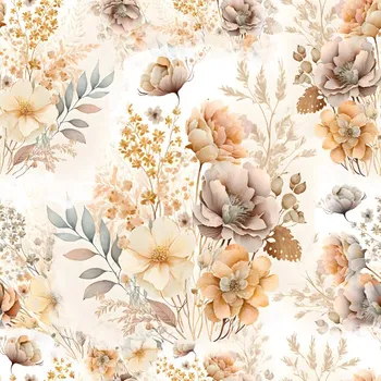 Tyl s krajkou lúčne pastelové kvety na bielom