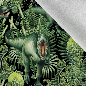 Látka softshell zimní dino t-rex černá