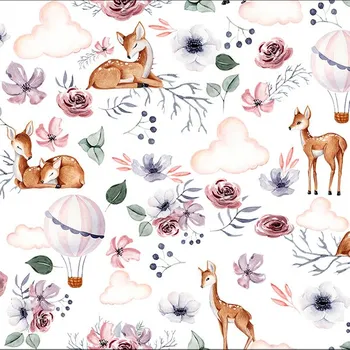 Látka hladké minky s potiskem nature / příroda