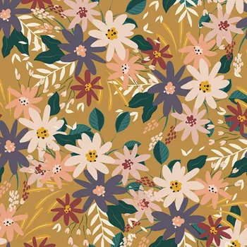 Látka samet/velvet ELIZA podzimní květy