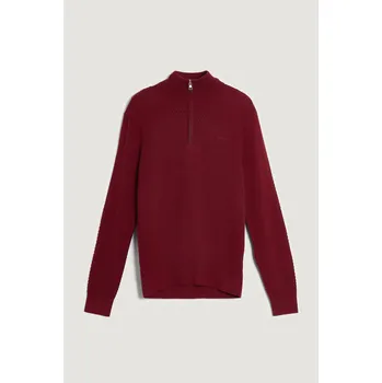 Pánský svetr SVETR GANT TEXTURED COTTON MERINO HALF ZIP PLUMPED RED