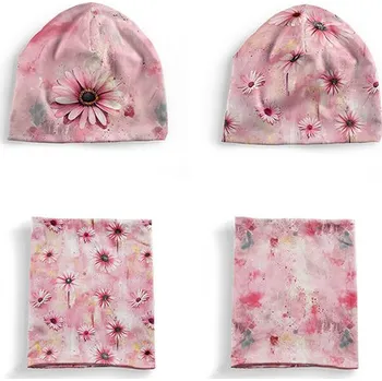 Panel se střihem XS funkční úplet set čepice a nákrčník Gerbera