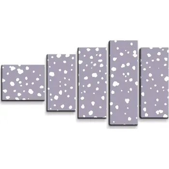 Obraz Sablio Obraz - 5-dílný Bílé flíčky na fialové - 100x60 cm