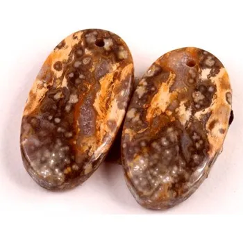 Přírodní kámen Vrtané Párové Kabošony Ocean Jaspis č.VP34 (22x13x5mm)