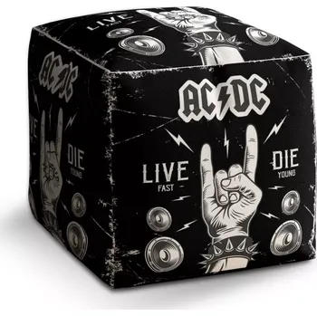Taburet Sablio Taburet Cube ACDC Live fast, die young: 40x40x40 cm