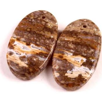 Přírodní kámen Vrtané Párové Kabošony Ocean Jaspis č.VP37 (24x14x5mm)