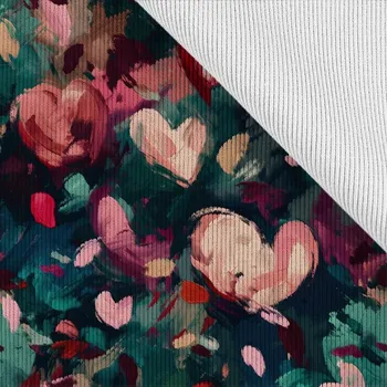 Funkční žebrovaný náplet metráž tyrkysová srdce