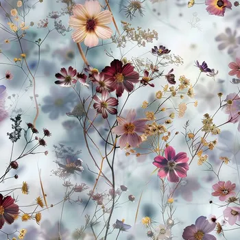 Šatovka/látka na šaty lesklá květiny světlé 32