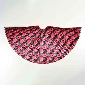 Panel dětská plisovaná půlkolová sukně polomatný satén výrazné máky - limitka