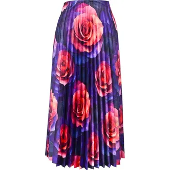 Panel na plisovanou půlkolovou sukni polomatný satén kouzelné růže MAXI vzor