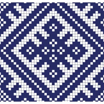 Imitace bavlny křížková výšivka potisk modrá