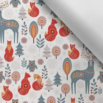 Látka s potiskem kočárkovina TD/NS winter animals white