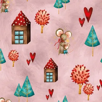 Látka na plavky, fitness oblečení s UV ochranou země myšek na růžové