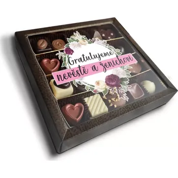 Cukrovinka Sablio Pralinky Gratulujeme nevěstě a ženichovi - 20 ks pralinek