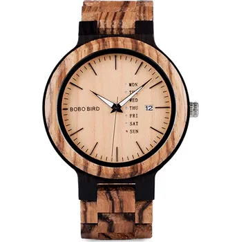 Hodinky Dřevěné hodinky Bobo Bird s datumovkou - světlé