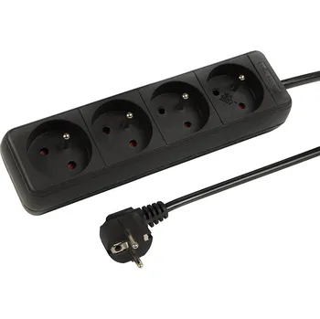 Prodlužovací kabel Prodlužovací kabel PR-470P 4-zásuvky s uzemněním 1,5m černý 3x1,5mm