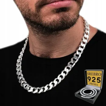 Řetízek GRUBY Stříbrný Řetízek Męski 11mm STŘÍBRO ryzosti 925 STŘÍBRNÝ ITALSKÝ Pancr ŘETÍZEK