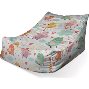 Sedací pytel Sablio Sedací vak Lounge Oblak s ptáčky - 80 x 95 x 50 cm