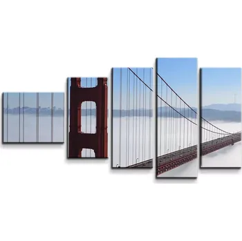 Obraz Sablio Obraz - 5-dílný Golden Gate v mlze - 100x60 cm