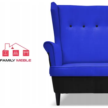 Pohovka Pohovka dvoumístná ušák ARI DUO skandinávský styl Family Meble černo-modrá