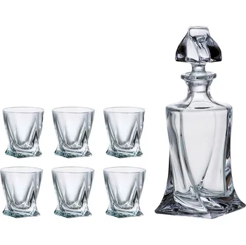Sklenice Sklenice a karafa na whisky Bohemia Quadro 1+6 Křišťálová sada Premium