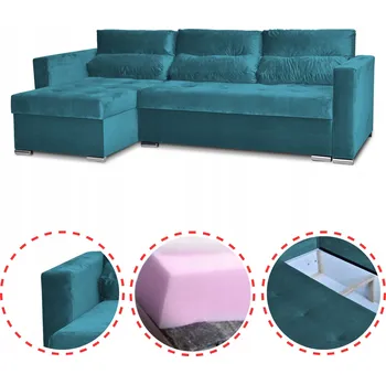 Sedací souprava Rohová Sedací Souprava Varius rozkládací s funkcí spaní Family meble rohová sedačka tyrkysová