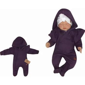 Kojenecký body Z&Z Dětský teplákový overálek s volánky a kapucí, fialový Velikost: 86 (12-18m)